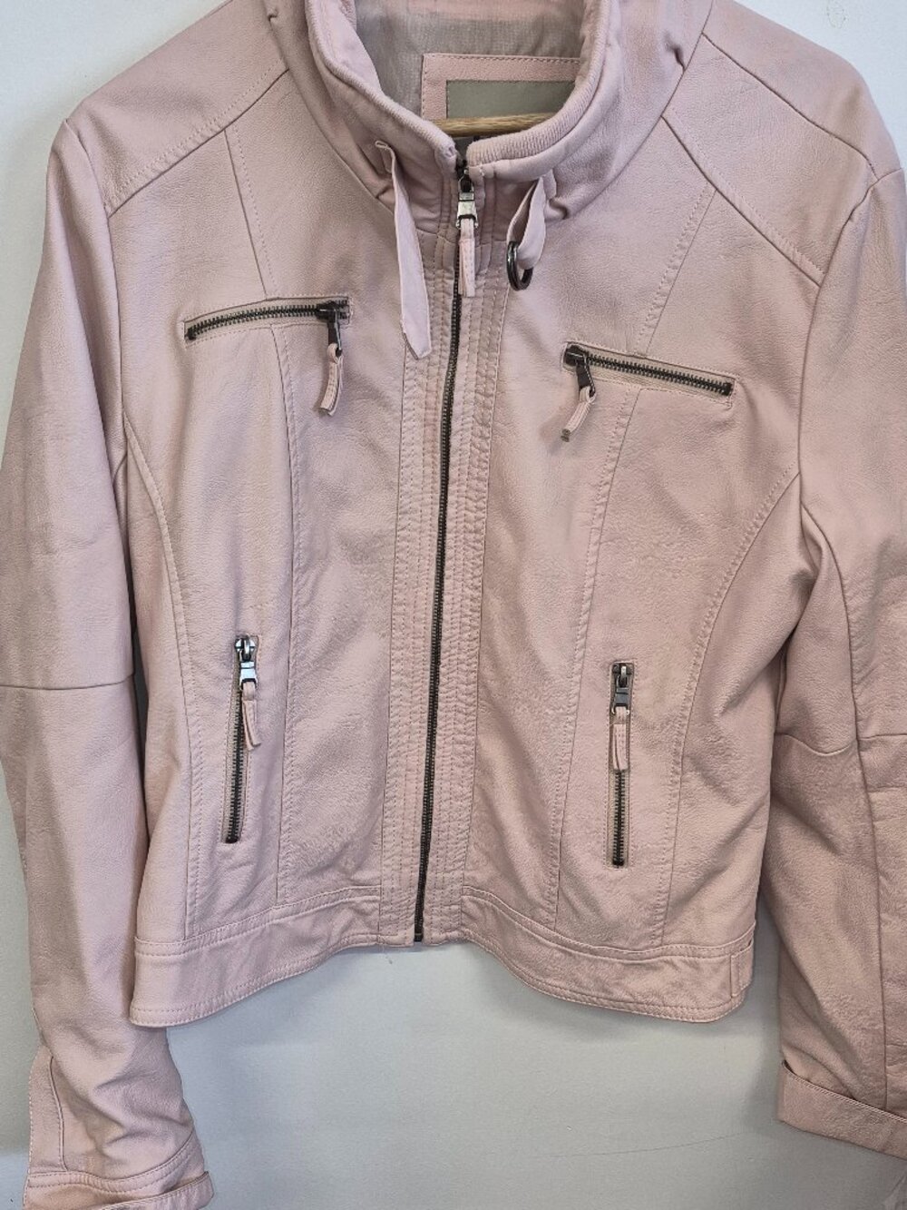 Tattoo Outerwear Blush Pink Faux Leather Moto Jacket Women’s XL